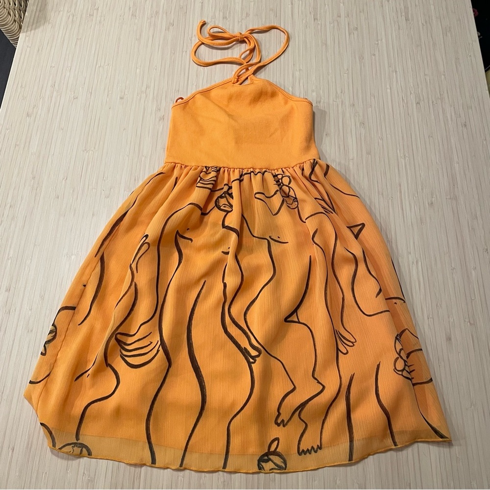 ZARA Dina orange halter women mini dress small